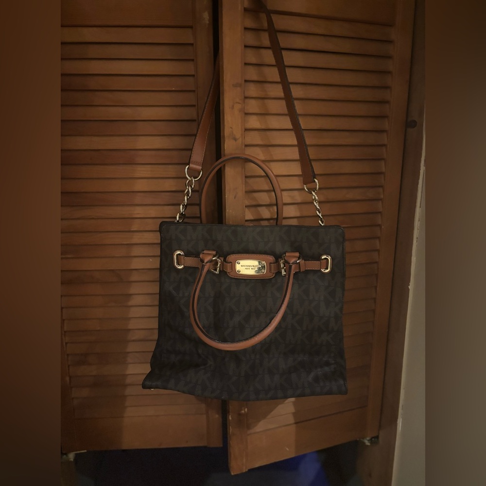 Michael Kors Black Tote with Brown Accents